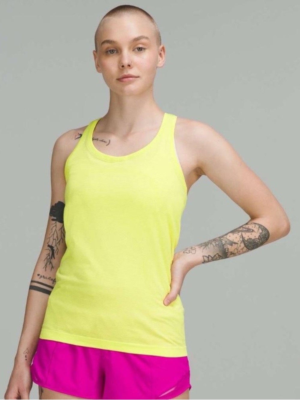 Womenโs Neon Yellow Athletic Tank Top